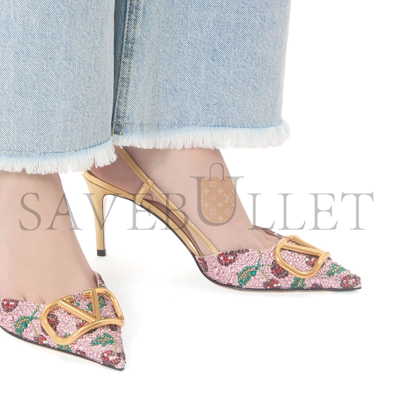 VALENTINO VLOGO SIGNATURE SLINGBACK DÉCOLLETÉ WITH CHERRYFIC EMBROIDERY 80MM 8W2S0R01SIA_A4W